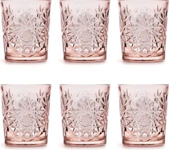 Libbey Drinkglas Hobstar Coral Pink – 355 ml/ 35,5 cl - 6 stuks - vintage design - vaatwasserbestendig - hoge kwaliteit