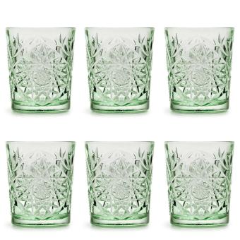 Libbey Drinkglas Hobstar - Groen – 355 ml/ 35,5 cl - 6 stuks - vintage design - vaatwasserbestendig - hoge kwaliteit