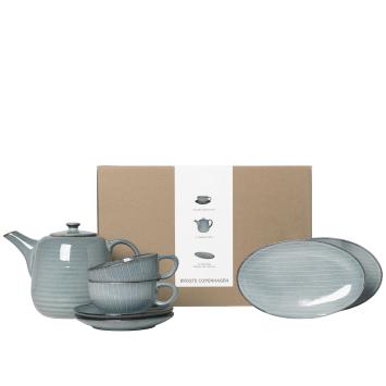 Broste Copenhagen Nordic Sea Tea For Two - includes 2 plates, 2 cups and saucer and teapot